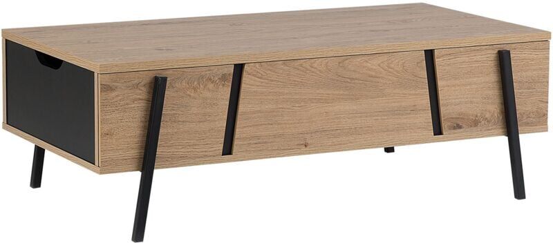 Beliani - Mesa de centro en madera clara y negro BLACKPOOL Beliani - Mesa de centro en madera clara y negro BLACKPOOL