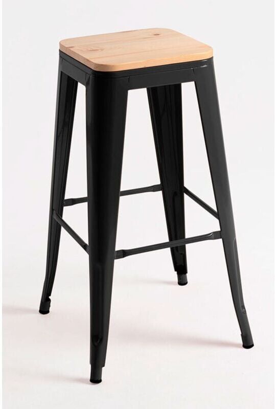 REGALOS MIGUEL Packs Taburetes Altos - Pack 2 Taburetes Torix Madera Natural - Negro REGALOS MIGUEL Packs Taburetes Altos - Pack 2 Taburetes Torix Madera Natural - Negro