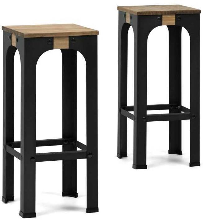 DS MUEBLES Pack 2 taburetes altos de bar Bristol estilo industrial – 32x32x75 cm DS MUEBLES Pack 2 taburetes altos de bar Bristol estilo industrial – 32x32x75 cm
