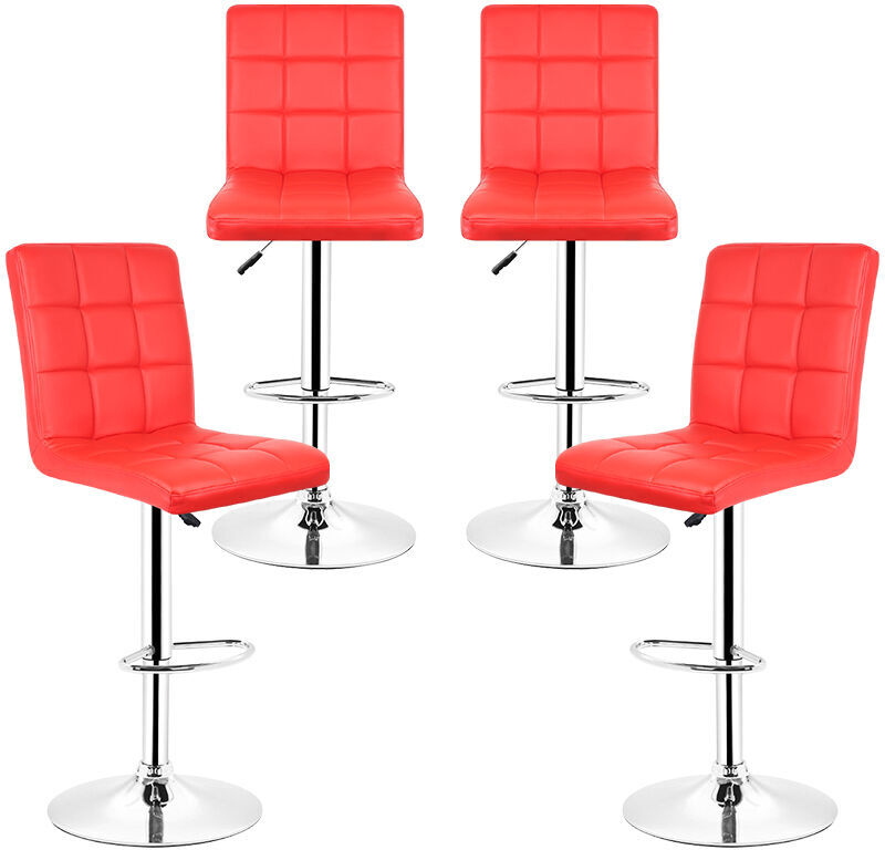 OOBEST Pack 4 Sillas de bar ajustable en altura con respaldo imitación cuero , OOBEST Pack 4 Sillas de bar ajustable en altura con respaldo imitación cuero ,