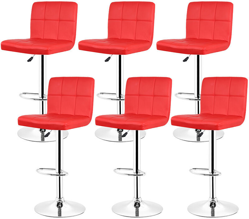 Oobest - Pack 6 Sillas de bar cuero ,ajustable en altura ,Rojo Oobest - Pack 6 Sillas de bar cuero ,ajustable en altura ,Rojo