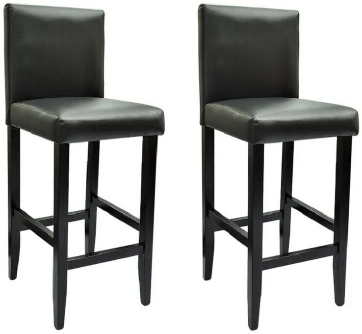 VIDAXL Taburetes de Cocina 2 Unidades Cuero Sintético Negro - Nero - Vidaxl VIDAXL Taburetes de Cocina 2 Unidades Cuero Sintético Negro - Nero - Vidaxl
