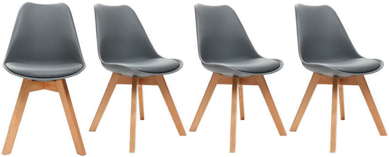 Miliboo - Silla de diseño gris lote de 4 PAULINE Miliboo - Silla de diseño gris lote de 4 PAULINE