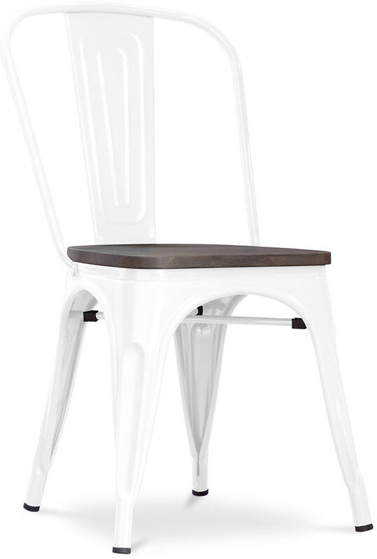PRIVATEFLOOR Silla Tolix de madera Pauchard Style Nueva edición - Metal Blanco PRIVATEFLOOR Silla Tolix de madera Pauchard Style Nueva edición - Metal Blanco