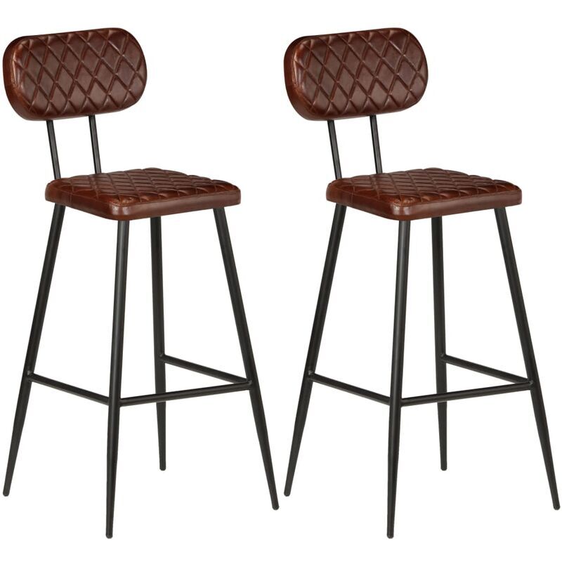 vidaXL Taburetes de cocina 2 unidades cuero auténtico marrón - Marrone vidaXL Taburetes de cocina 2 unidades cuero auténtico marrón - Marrone