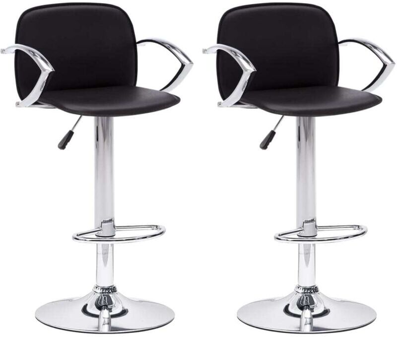 VIDAXL Sillas de Barra Cocina Reposabrazos 2 Unidades Cuero Sintético Negro VIDAXL Sillas de Barra Cocina Reposabrazos 2 Unidades Cuero Sintético Negro