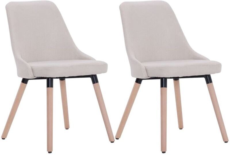vidaXL Sillas de Comedor Tela 2 Unidades Crema - crema vidaXL Sillas de Comedor Tela 2 Unidades Crema - crema