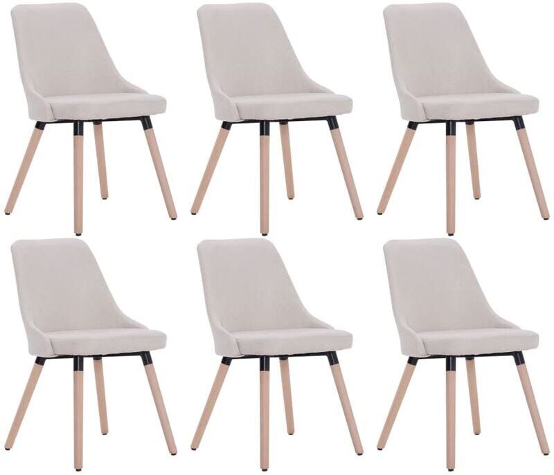 vidaXL Sillas de Comedor Tela 6 Unidades Crema - Marrone vidaXL Sillas de Comedor Tela 6 Unidades Crema - Marrone
