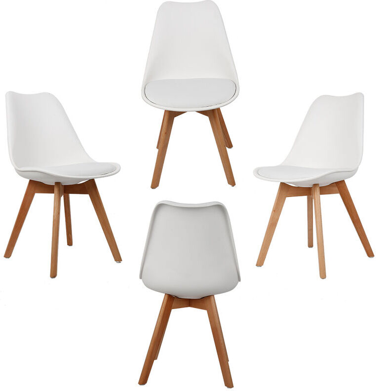 JEOBEST Sillas escandinavas simples blancas y de madera clara (juego de 4) ES JEOBEST Sillas escandinavas simples blancas y de madera clara (juego de 4) ES