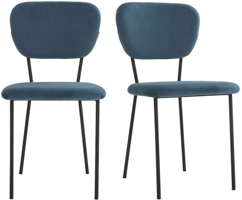MILIBOO Sillas modernas en terciopelo azul y estructura en metal negro - lote MILIBOO Sillas modernas en terciopelo azul y estructura en metal negro - lote