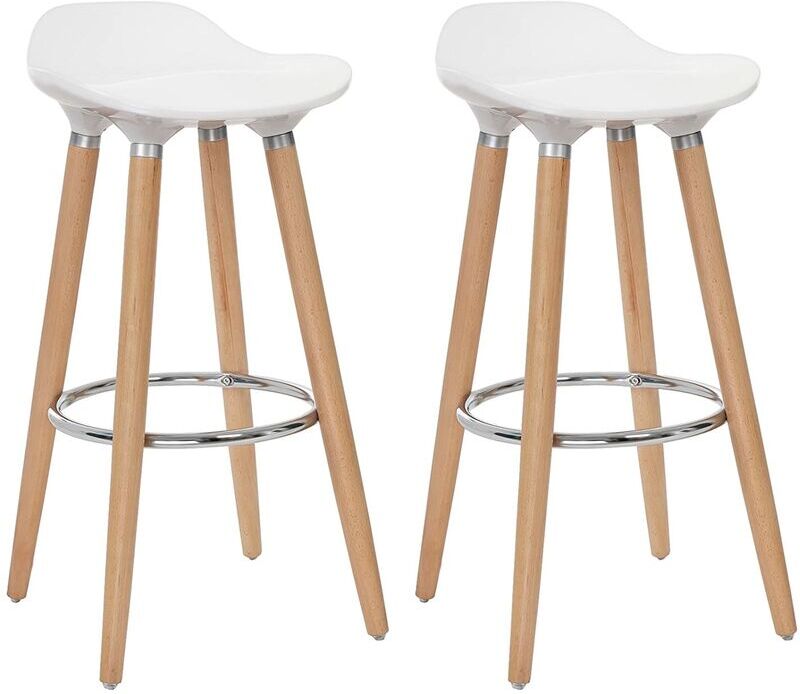 SONGMICS Set de 2 Taburetes de Bar con Patas de Madera de Haya Asiento de SONGMICS Set de 2 Taburetes de Bar con Patas de Madera de Haya Asiento de
