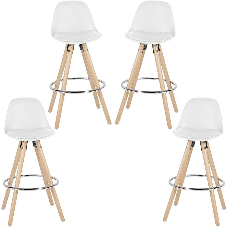 OOBEST Pack 4 Taburete de Bar con Respaldo, Marco de Madera Maciza Imitación OOBEST Pack 4 Taburete de Bar con Respaldo, Marco de Madera Maciza Imitación