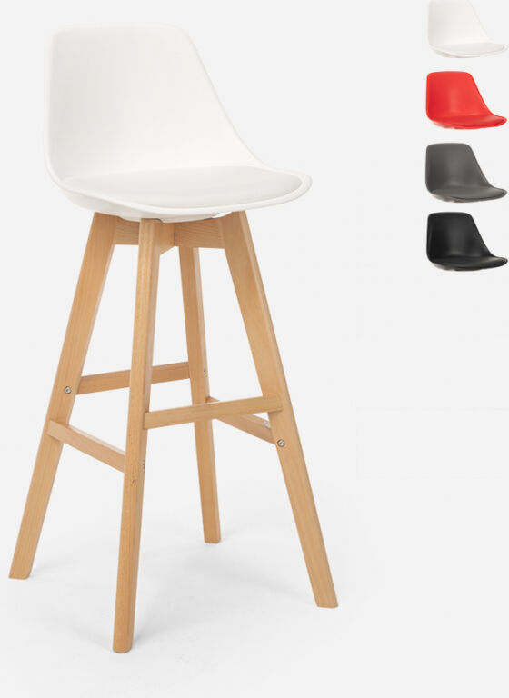 SUPERSTOOL Taburete de bar y cocina de diseño moderno acolchado con patas en SUPERSTOOL Taburete de bar y cocina de diseño moderno acolchado con patas en