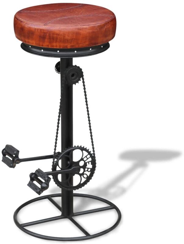 YOUTHUP Taburete de cocina de cuero auténtico negro y marrón YOUTHUP Taburete de cocina de cuero auténtico negro y marrón