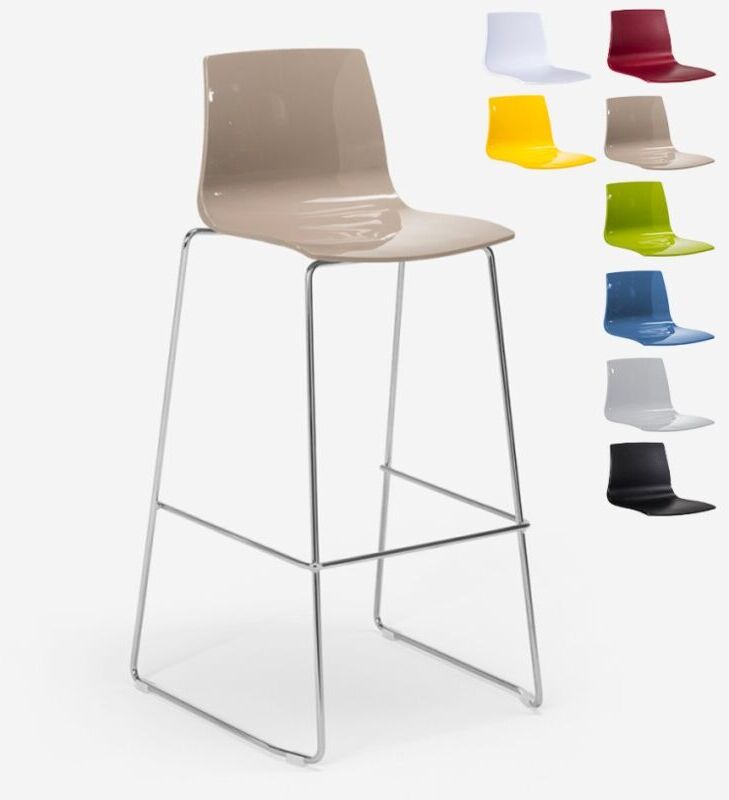 GRAND SOLEIL Taburete de Cocina Design Imola Slitta Cromado   Beige - Grand Soleil GRAND SOLEIL Taburete de Cocina Design Imola Slitta Cromado   Beige - Grand Soleil