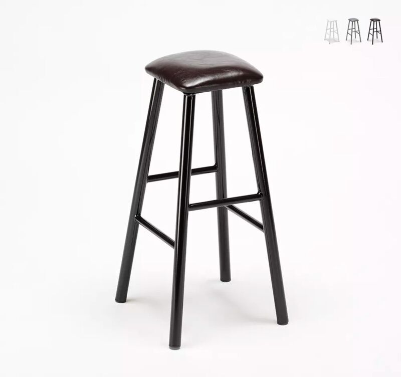 AHD AMAZING HOME DESIGN Taburete industrial de metal con cojín de polipiel Hardness   Negro AHD AMAZING HOME DESIGN Taburete industrial de metal con cojín de polipiel Hardness   Negro