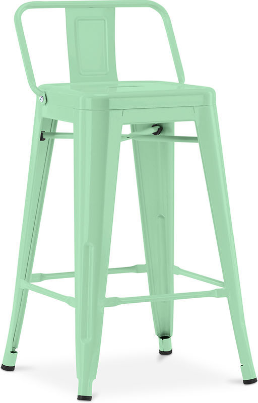 PRIVATEFLOOR Taburete Tolix con respaldo pequeño Pauchard Style - 60cm Menta PRIVATEFLOOR Taburete Tolix con respaldo pequeño Pauchard Style - 60cm Menta