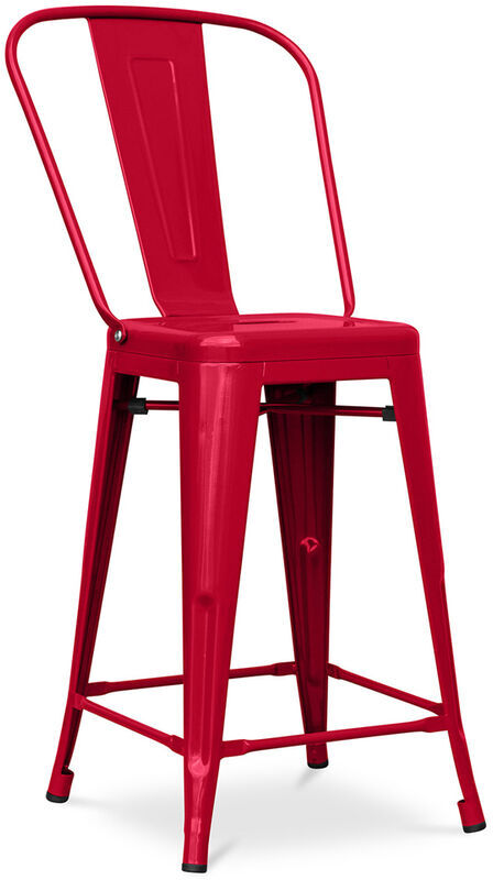 PRIVATEFLOOR Taburete Tolix cuadrado con respaldo Pauchard Style - 60cm Rojo PRIVATEFLOOR Taburete Tolix cuadrado con respaldo Pauchard Style - 60cm Rojo