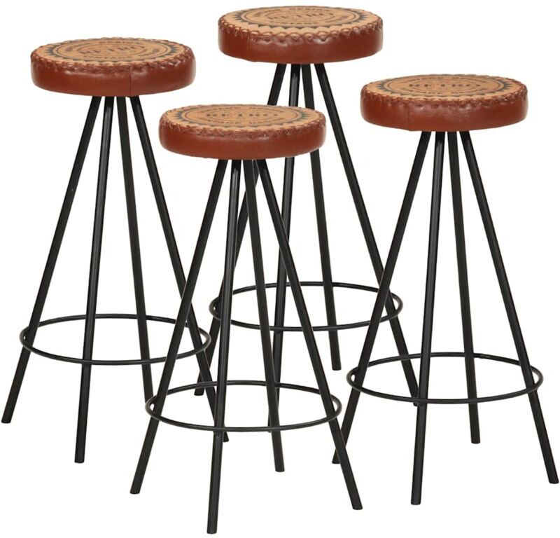 vidaXL Taburetes de Barra de Cocina Cuero Auténtico 4 Unidades - Marrone vidaXL Taburetes de Barra de Cocina Cuero Auténtico 4 Unidades - Marrone