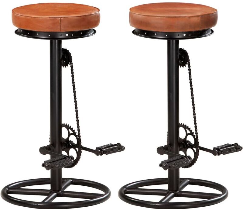 vidaXL Taburetes de cocina 2 uds cuero auténtico cabra negro y marrón vidaXL Taburetes de cocina 2 uds cuero auténtico cabra negro y marrón