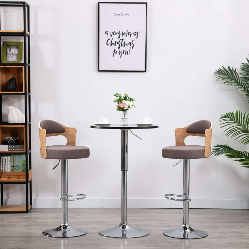 VIDAXL Taburetes de cocina 2 uds madera curvada y tela gris taupe - Grigio VIDAXL Taburetes de cocina 2 uds madera curvada y tela gris taupe - Grigio