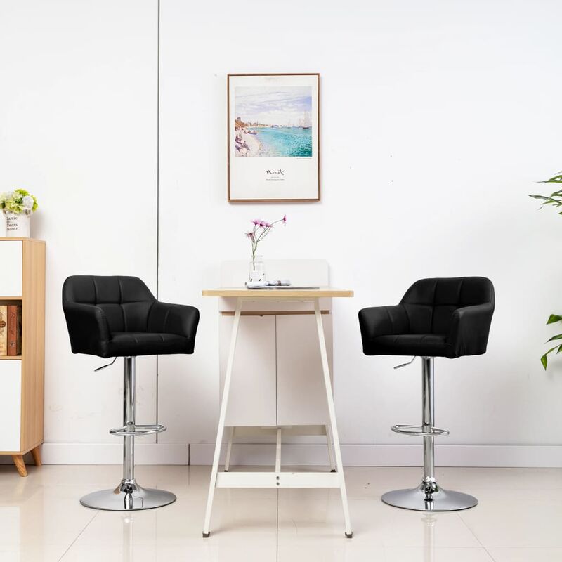 Youthup - Taburetes de cocina 2 uds reposabrazos cuero sintético negro Youthup - Taburetes de cocina 2 uds reposabrazos cuero sintético negro