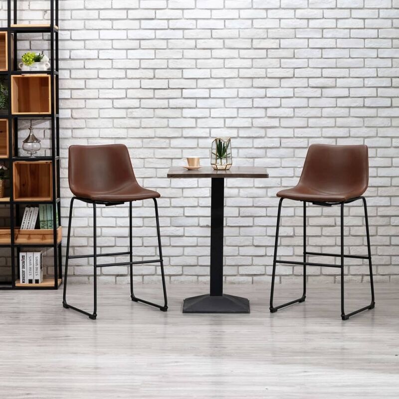 YOUTHUP Taburetes de cocina 2 unidades cuero sintético marrón claro YOUTHUP Taburetes de cocina 2 unidades cuero sintético marrón claro