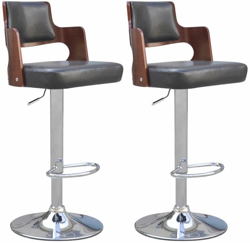 Youthup - Taburetes de cocina 2 unidades cuero sintético negro Youthup - Taburetes de cocina 2 unidades cuero sintético negro