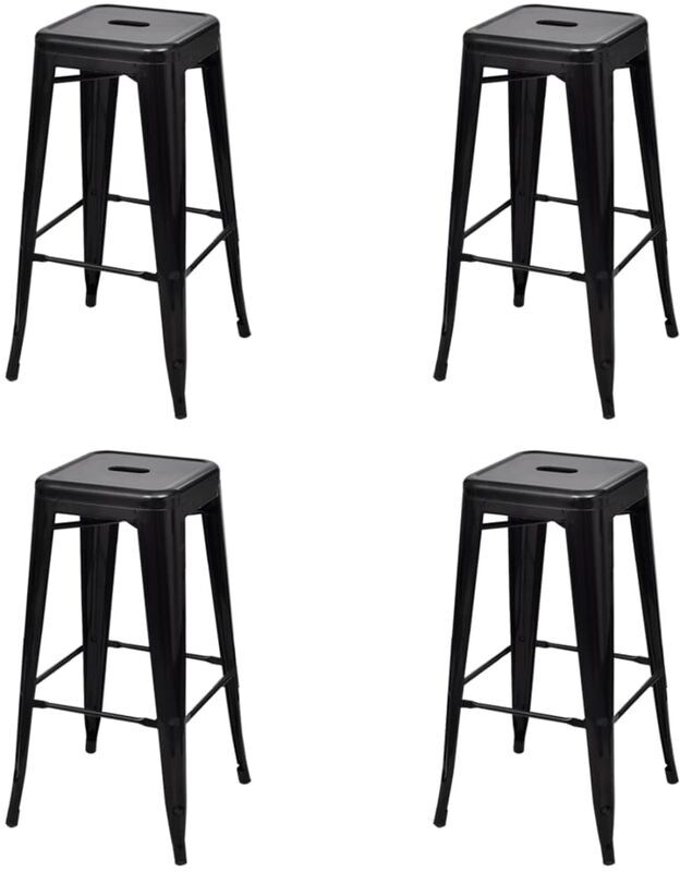 Youthup - Taburetes de cocina 4 unidades acero negro Youthup - Taburetes de cocina 4 unidades acero negro