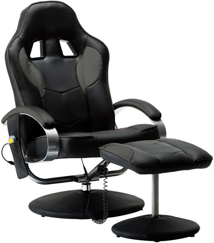 VIDAXL Sillón de Masaje con Reposapiés Cuero Sintético Gris - Nero - Vidaxl VIDAXL Sillón de Masaje con Reposapiés Cuero Sintético Gris - Nero - Vidaxl
