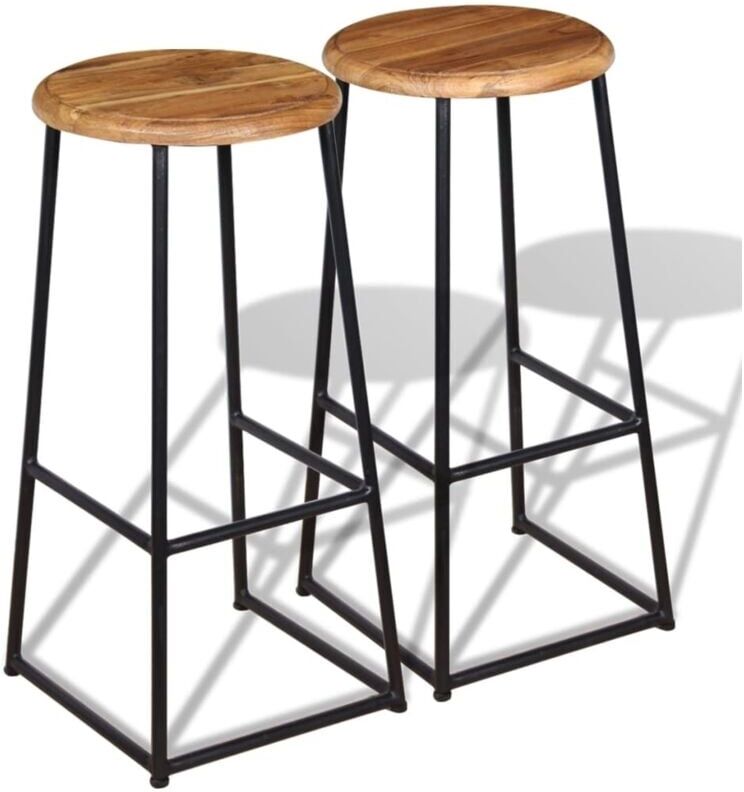 vidaXL Taburetes de cocina 2 unidades madera de teca maciza - Marrone vidaXL Taburetes de cocina 2 unidades madera de teca maciza - Marrone