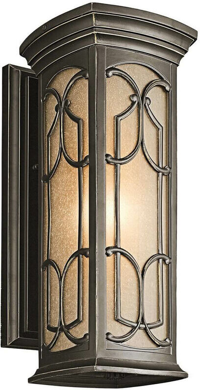 02-ELSTEAD Lámpara de pared Franceasi, bronce antiguo y vidrio ámbar, mediano 02-ELSTEAD Lámpara de pared Franceasi, bronce antiguo y vidrio ámbar, mediano