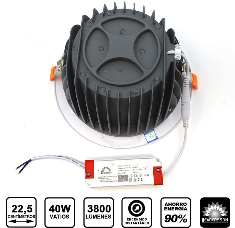 LEADERSSON LIGHTS ACCOMPANIED Pack 5 Downlight LED Redondo SUNT 40W con 3800 Lm. 6000K Blanco Frío LEADERSSON LIGHTS ACCOMPANIED Pack 5 Downlight LED Redondo SUNT 40W con 3800 Lm. 6000K Blanco Frío