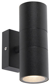 QAZQA Moderno Aplique negro IP44 - DUO Acero inoxidable Cilíndra QAZQA Moderno Aplique negro IP44 - DUO Acero inoxidable Cilíndra