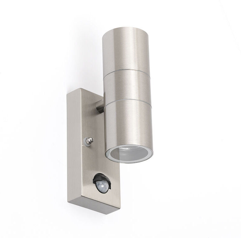 QAZQA Moderno Aplique acero sensor movimiento IP44 - DUO Acero