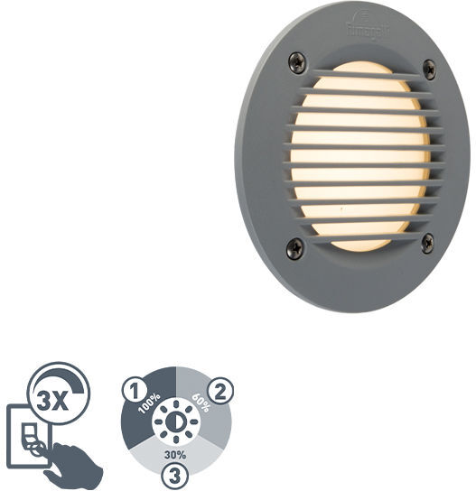 QAZQA Moderno Foco empotrado de pared moderno gris LED IP65 - LETI QAZQA Moderno Foco empotrado de pared moderno gris LED IP65 - LETI