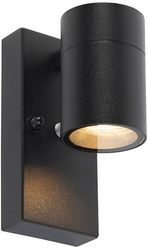 QAZQA Moderno Aplique negro crepuscular IP44 - SOLO Acero inoxidable QAZQA Moderno Aplique negro crepuscular IP44 - SOLO Acero inoxidable