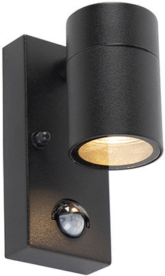 QAZQA Moderno Aplique negro movimiento IP44 - SOLO Acero inoxidable Cilíndra QAZQA Moderno Aplique negro movimiento IP44 - SOLO Acero inoxidable Cilíndra