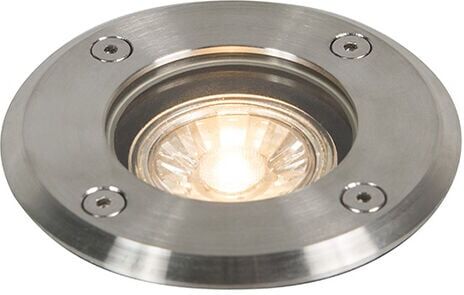 QAZQA + Moderno Foco de suelo acero 11cm IP67 - BASIC ROUND Vidrio /Acero QAZQA + Moderno Foco de suelo acero 11cm IP67 - BASIC ROUND Vidrio /Acero