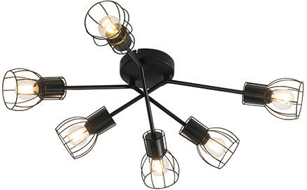QAZQA Moderno Plafón moderno negro 6-luces 65cm - BOTU Acero Alargada QAZQA Moderno Plafón moderno negro 6-luces 65cm - BOTU Acero Alargada