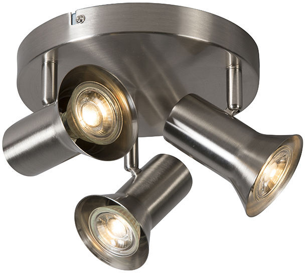QAZQA Moderno Plafón acero redondo orientable 3-luces- KARIN 3 Metálica QAZQA Moderno Plafón acero redondo orientable 3-luces- KARIN 3 Metálica