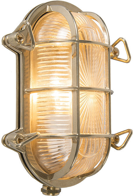 QAZQA rústico Aplique/plafón dorado 23/16.5cm IP44 - NAUTICA Ovaal QAZQA rústico Aplique/plafón dorado 23/16.5cm IP44 - NAUTICA Ovaal