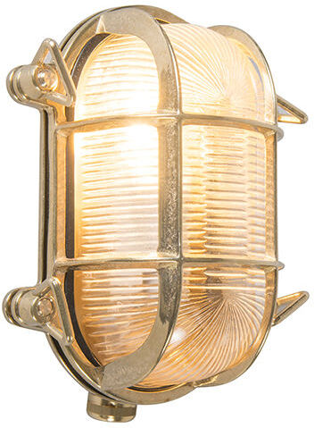 QAZQA rústico Aplique/plafón dorado 18/14cm IP44 - NAUTICA 2 Ovaal QAZQA rústico Aplique/plafón dorado 18/14cm IP44 - NAUTICA 2 Ovaal