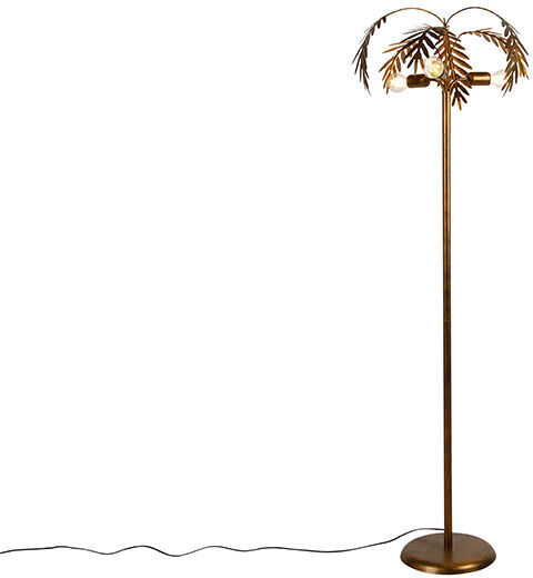 QAZQA rústico Lámpara de pie vintage dorada 3-luces - BOTANICA Acero QAZQA rústico Lámpara de pie vintage dorada 3-luces - BOTANICA Acero