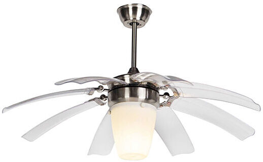 QAZQA Moderno Ventilador acero mando-a-distancia - WINGS 42 acero QAZQA Moderno Ventilador acero mando-a-distancia - WINGS 42 acero