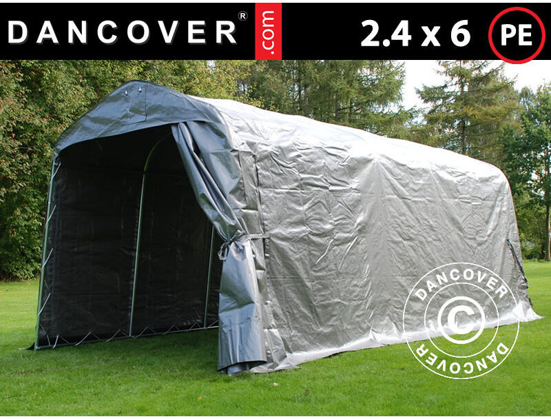 Dancover - Carpa de almacenamiento PRO 2,4x6x2,34m PE, Gris Dancover - Carpa de almacenamiento PRO 2,4x6x2,34m PE, Gris