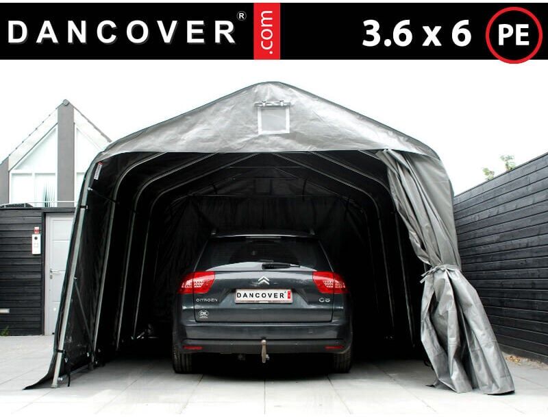 DANCOVER Carpa garaje PRO 3,6x6x2,68m PE, Gris DANCOVER Carpa garaje PRO 3,6x6x2,68m PE, Gris