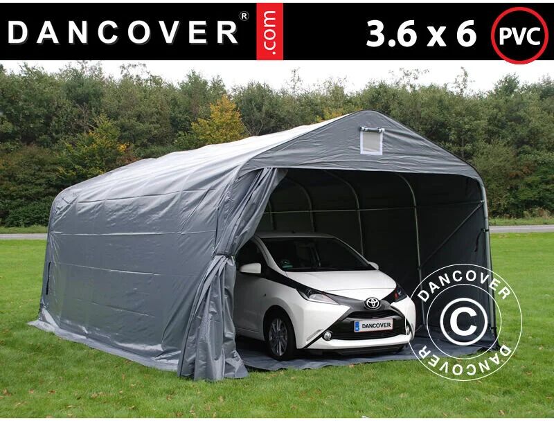 DANCOVER Carpa garaje PRO 3,6x6x2,7m PVC con cubierta para suelo, Gris