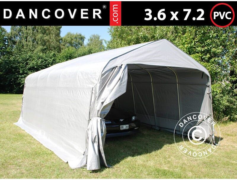Dancover - Carpa garaje PRO 3,6x7,2x2,68m PVC, Gris Dancover - Carpa garaje PRO 3,6x7,2x2,68m PVC, Gris