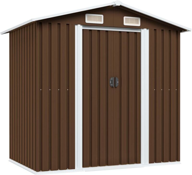 VIDAXL Caseta de almacenamiento jardín acero marrón 204x132x186 cm - Marrone VIDAXL Caseta de almacenamiento jardín acero marrón 204x132x186 cm - Marrone
